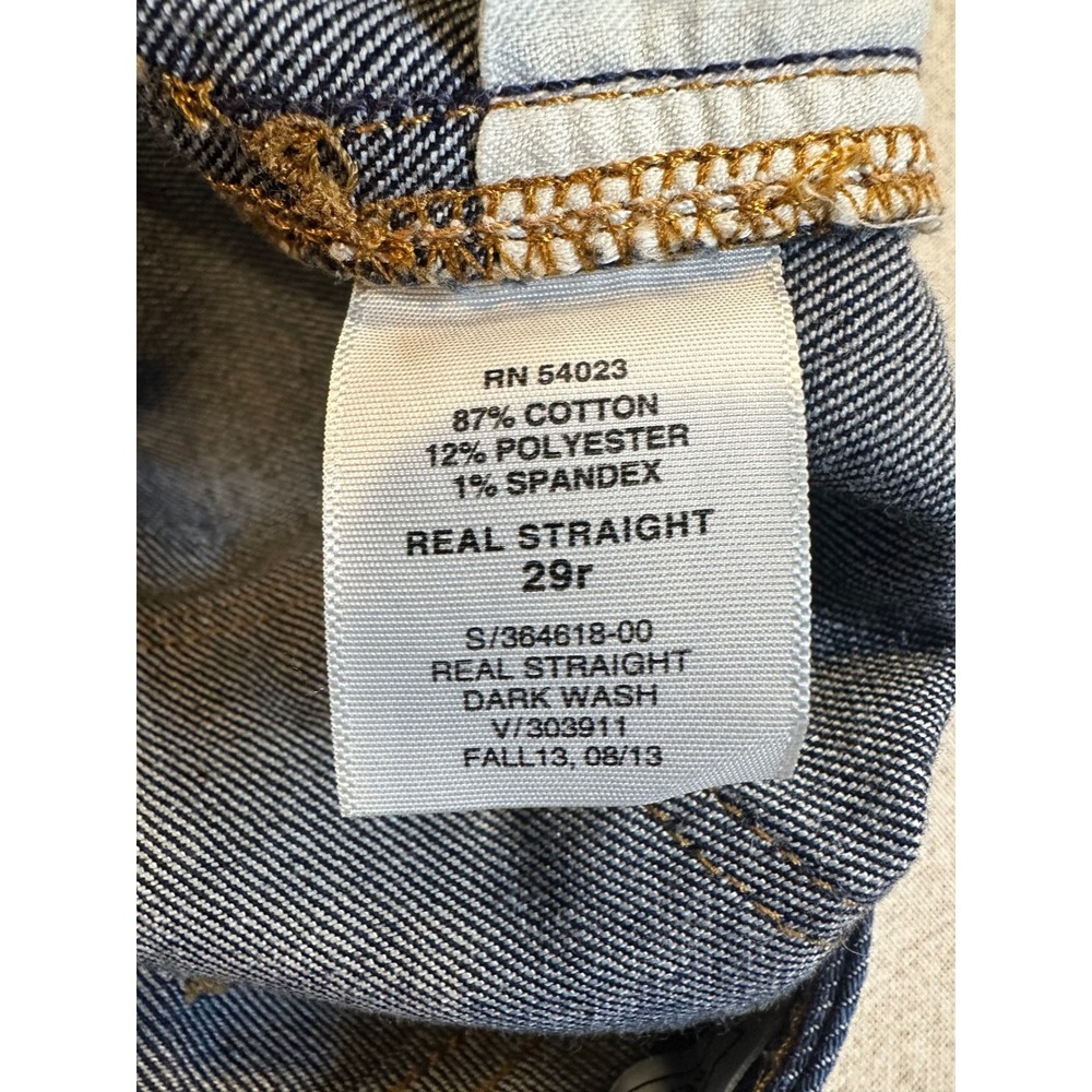 Gap 1969 Real Straight Jeans Womens 29r Dark Wash Denim Stretch S/364618-00 - Picture 6 of 8